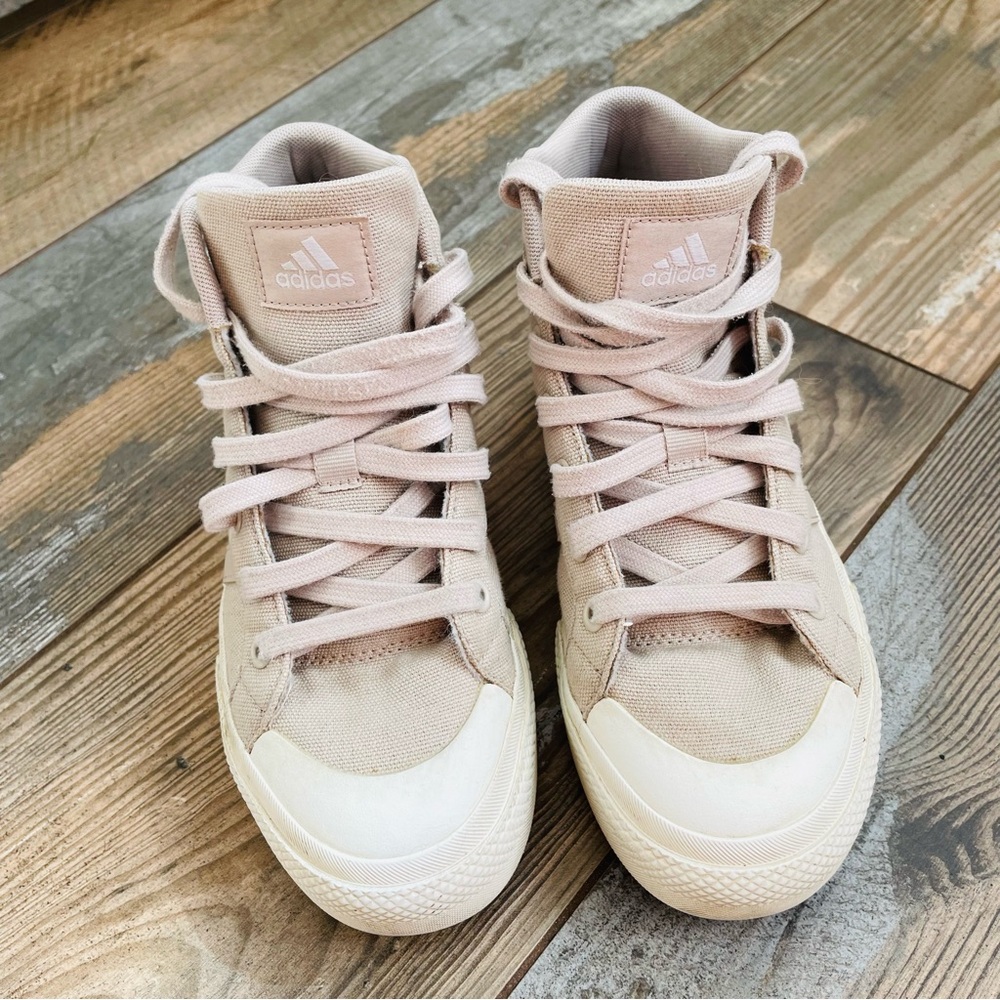White and Tan Adidas Sneakers - Picture 2 of 5